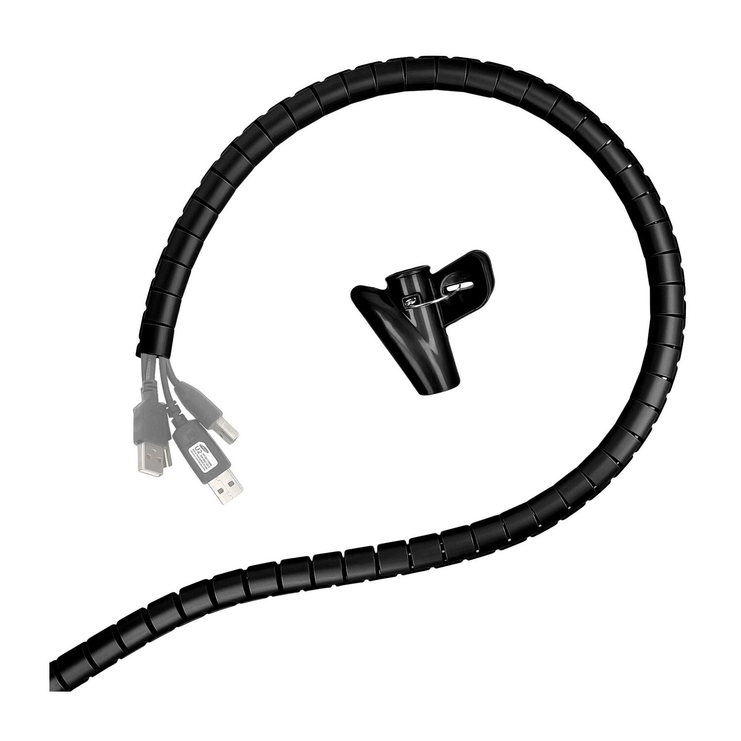 Minadax professioneller HighTech Kabelschlauch Kabelkanal in schwarz mit 15 mm Durchmesser f&uuml;r flexibles Kabelmanagement an Computer und Arbeitsplatz