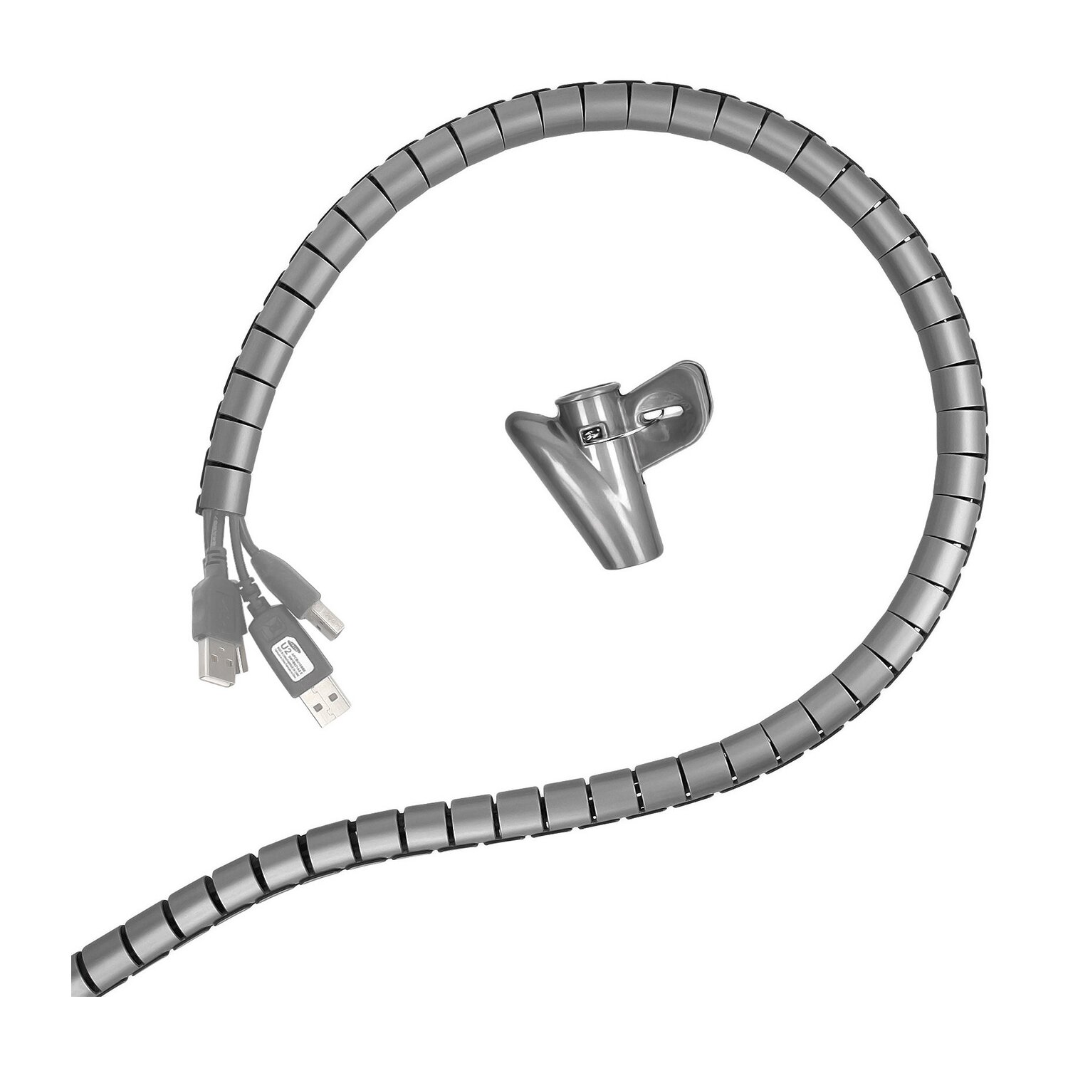 Minadax professioneller HighTech Kabelschlauch Kabelkanal in grau mit 15 mm Durchmesser für flexibles Kabelmanagement an Computer und Arbeitsplatz