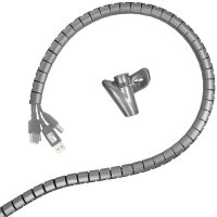 Minadax professioneller HighTech Kabelschlauch Kabelkanal in grau mit 15 mm Durchmesser für flexibles Kabelmanagement an Computer und Arbeitsplatz