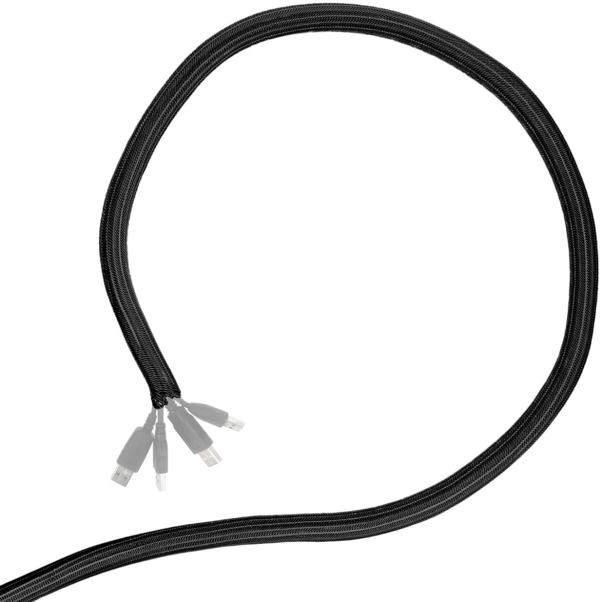 Minadax&reg; 2 Meter, 38mm &Oslash; Selbstschlie&szlig;ender Profi Kabelschlauch Kabelkanal in schwarz f&uuml;r flexibles Kabelmanagement