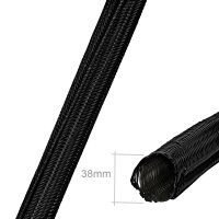 Minadax® 2 Meter, 38mm Ø Selbstschließender Profi Kabelschlauch Kabelkanal in schwarz für flexibles Kabelmanagement