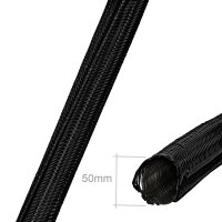 Minadax&reg; 2 Meter, 50mm &Oslash; Selbstschlie&szlig;ender Profi Kabelschlauch Kabelkanal in schwarz f&uuml;r flexibles Kabelmanagement