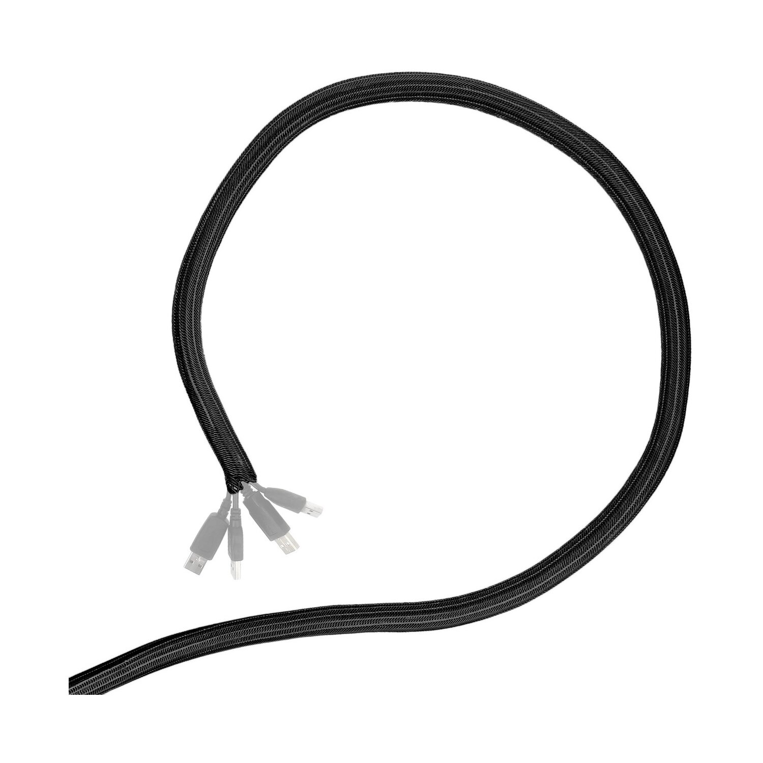 Minadax&reg; 5 Meter, 50mm &Oslash; Selbstschlie&szlig;ender Profi Kabelschlauch Kabelkanal in schwarz f&uuml;r flexibles Kabelmanagement