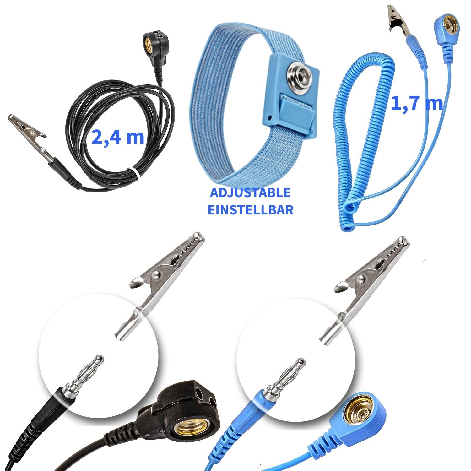 Minadax Reparatur-Set Minadax ESD Antistatik Matte 60x80mm + Manschette +  Kabel + Stecker