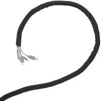 Minadax® Selbstschließender 2 Meter Profi Kabelschlauch Kabelkanal 19mm Innendurchmesser in schwarz für flexibles Kabelmanagement