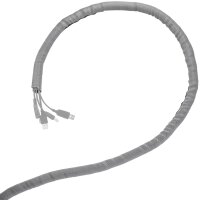 Minadax&reg; Selbstschlie&szlig;ender 2 Meter Profi Kabelschlauch Kabelkanal 19mm Innendurchmesser in grau f&uuml;r flexibles Kabelmanagement