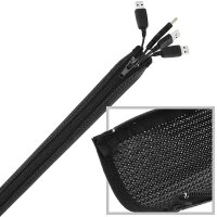 Minadax® Kabelschlauch Kabelmantel mit Reißverschluss 1,8m, 20mm Ø flexibles Kabelmanagement schwarz