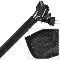 Minadax® Kabelschlauch Kabelmantel mit Reißverschluss 1m, 35mm Ø flexibles Kabelmanagement schwarz