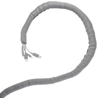 Minadax&reg; Selbstschlie&szlig;ender 2 Meter Profi Kabelschlauch Kabelkanal 29mm Innendurchmesser in grau f&uuml;r flexibles Kabelmanagement