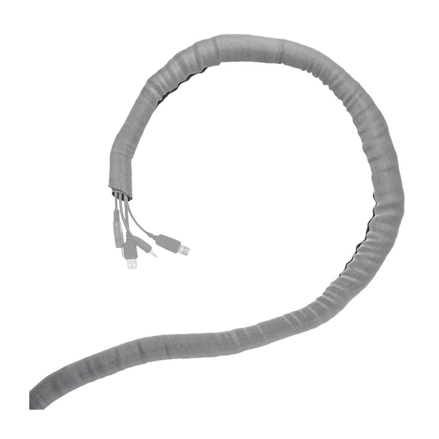Minadax&reg; Selbstschlie&szlig;ender 3 Meter Profi Kabelschlauch Kabelkanal 29mm Innendurchmesser in grau f&uuml;r flexibles Kabelmanagement