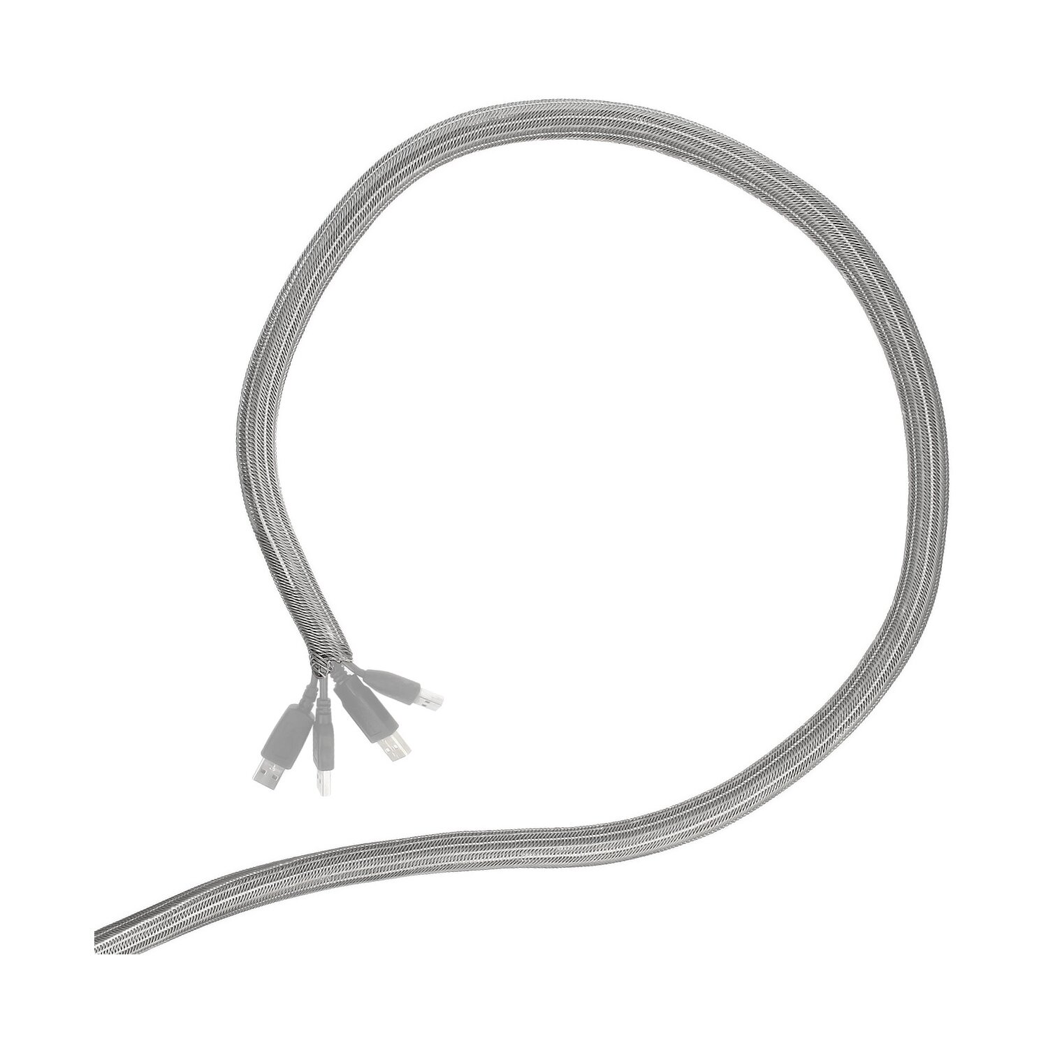Minadax® gewobener Selbstschließender 5 Meter Profi Kabelschlauch Kabelkanal 16mm Innendurchmesser in grau für flexibles Kabelmanagement