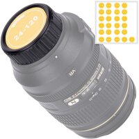 JJC Objektivdeckel Objektivr&uuml;ckdeckel geeignet f&uuml;r Nikon F-Mount Objektive inkl. Aufkleber f&uuml;r Brennweiten, individuell beschriften