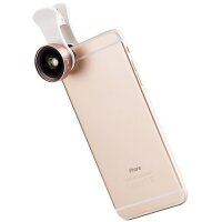 KIWIFOTOS hochwertiges Smartphone HD Objektiv in Ros&eacute;gold mit 15X Makro-Linse und 120&deg; Weitwinkel-Linse ausgestattet mit dem Clip-on &amp; Anti-Rutsch-Design