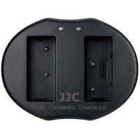 JJC Ladegerät für NP-W126 Akkus mit 2 Steckplätzen und USB-Anschlusskabel für unterwegs und für zu Hause