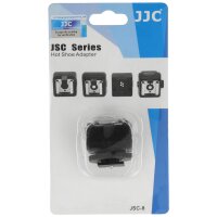 JJC JSC-8 Blitzadapter zum Anschließen von (Studio-) Blitzen per Kabel an Standard ISO Kamerablitzschuh oder kompatibel mit Sony Multi Interface Shoe - mit PC-Synchrobuchse und 3,5mm Klinkenbuchse