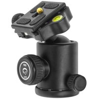 Kiwifotos Kugelkopf mit Schnellkupplung (Arca-kompatibel) 3/8-Zoll-Anschlussschraube Tragf&auml;higkeit 5 kg - z.B. f&uuml;r kleine DSLRs und DSLM-Kameras