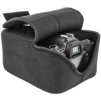 Kameratasche f&uuml;r gro&szlig;e SLR DSLR Spiegelreflexkameras mit Objektiv - Neopren Schwarz - Wasserabweisend
