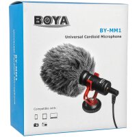BOYA by-MM1 universelles kompaktes Nierenmikrofon Shotgun Mikrofon Set mit Halterung Widschutz f&uuml;r DSLR, Videografie, iPhone, Tablet