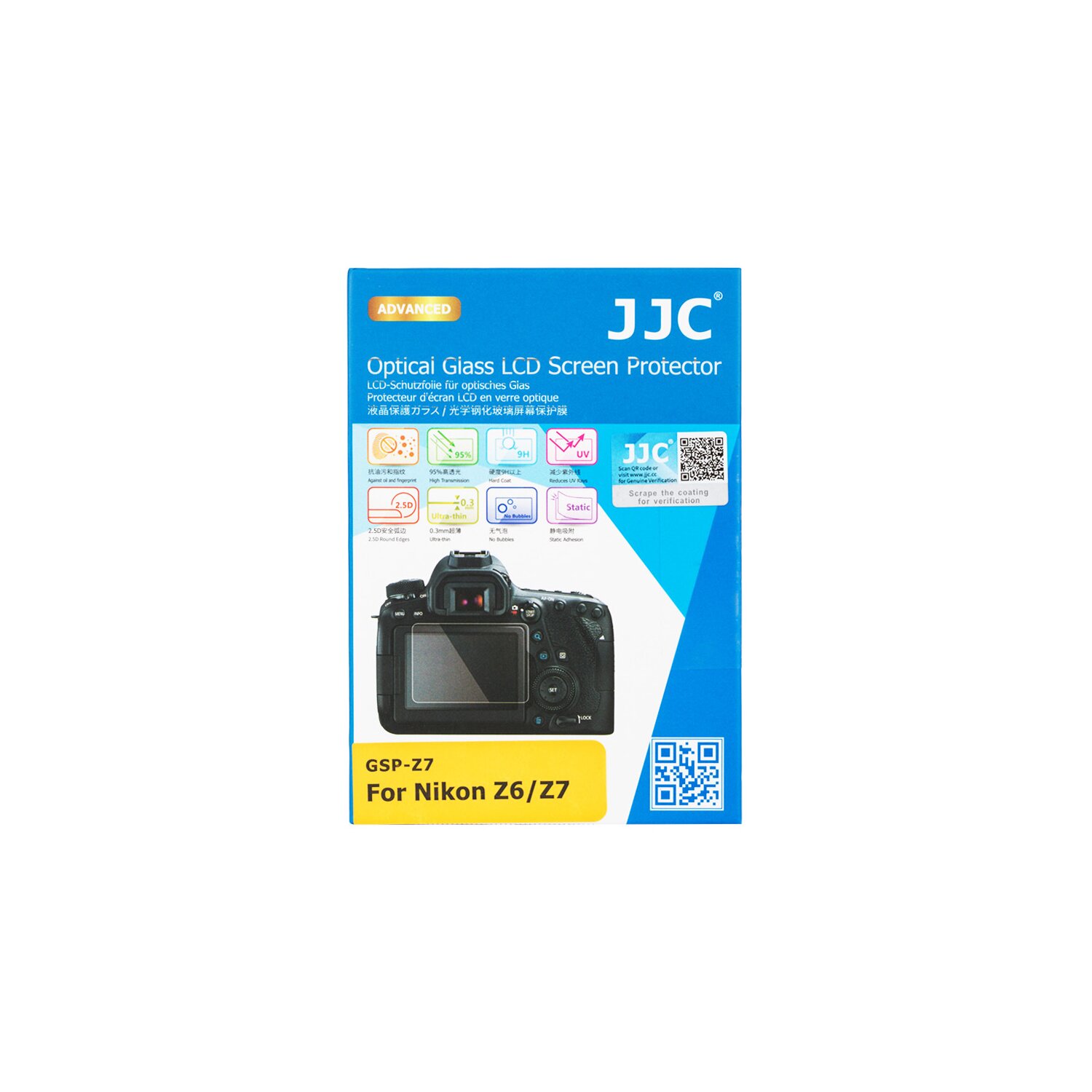 JJC Hochwertiger Displayschutz Screen Protector aus gehaertetem Echtglas, kompatibel mit Nikon Z6, Z7
