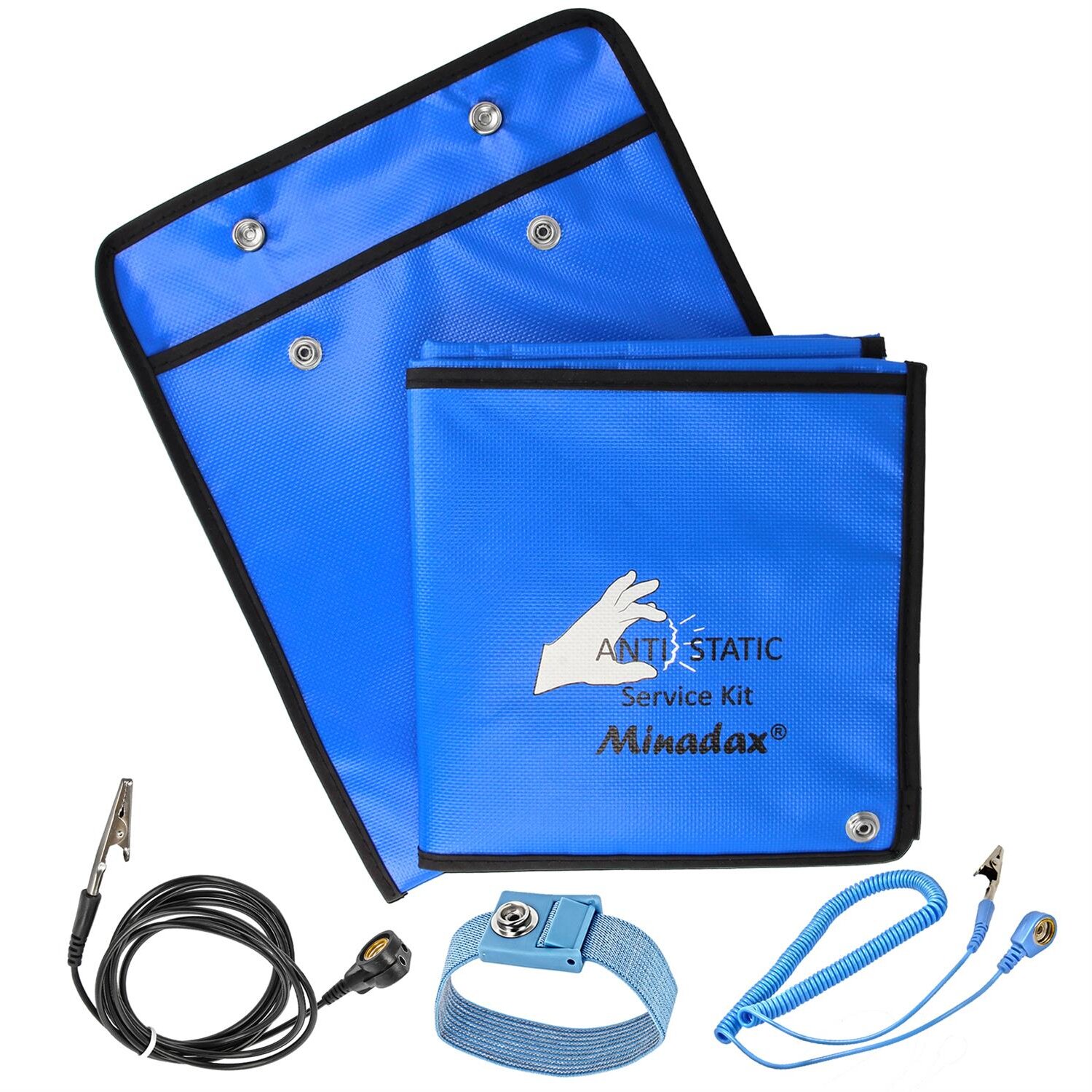 Minadax 60 x 120cm Antistatik-Portabel Set + Tasche ESD Antistatikmatte in Blau