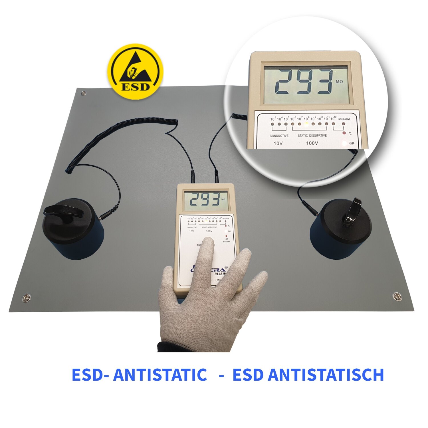 ESD Antistatikmatte - 63,5 x 69,8 cm Elektrische Erdungsunterlage für den  Schreibtisch - Erdungskabel mit Klammer inkl. - Für Zuhause oder die Arbeit