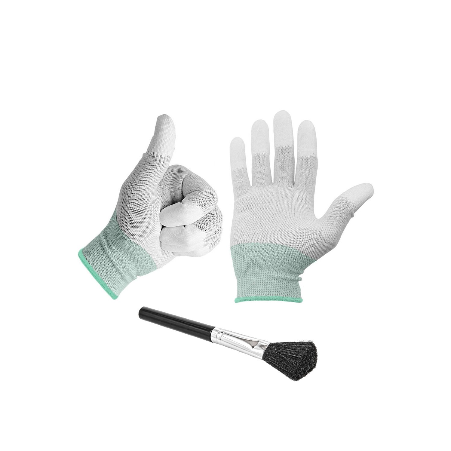 Minadax Staub- Dust- Reinigungspinsel 15cm weiche Borsten + Antistatik Handschuhe Gr. -L- Reinigen ohne Fingerabdr&uuml;cke von Kamera, Objektiven, Tastatur usw.