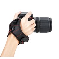 Impulsfoto Handschlaufe HS-PRO1M RED | PU-Leder Mit Gepolsterter Handballenauflage | Komfortabel | Atmungsaktiv | Sichere Kamera-Haltung | F&uuml;r DSLR-Kameras mit 1/4&quot;-20 | Schwarz/Rot - Arca Swiss