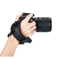 Impulsfoto Handschlaufe HS-PRO1M BLACK | PU-Leder Mit Gepolsterter Handballenauflage | Komfortabel | Atmungsaktiv | Sichere Kamera-Haltung | Für DSLR-Kameras mit 1/4"-20 | Schwarz