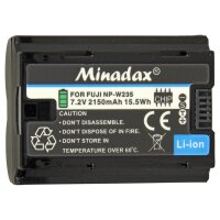 Minadax Lithium-Ionen-Akku | Ersatz f&uuml;r Fujifilm NP-W235 | 2150mAh - 7,2 V | Kompatibel mit Fujifilm X-T4