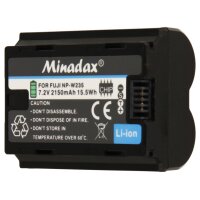 2x Minadax Lithium-Ionen-Akku | Ersatz f&uuml;r Fujifilm NP-W235 | 2150mAh - 7,2 V | Kompatibel mit Fujifilm X-T4