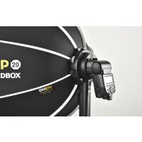 Impulsfoto SMDV Innovative Softbox Speedbox-Flip20 - 50cm | 440 x 130 mm | Erste Klappbare Softbox der Welt | Winkel Verstellbar | Anpassbarer Speedlite-Adapter