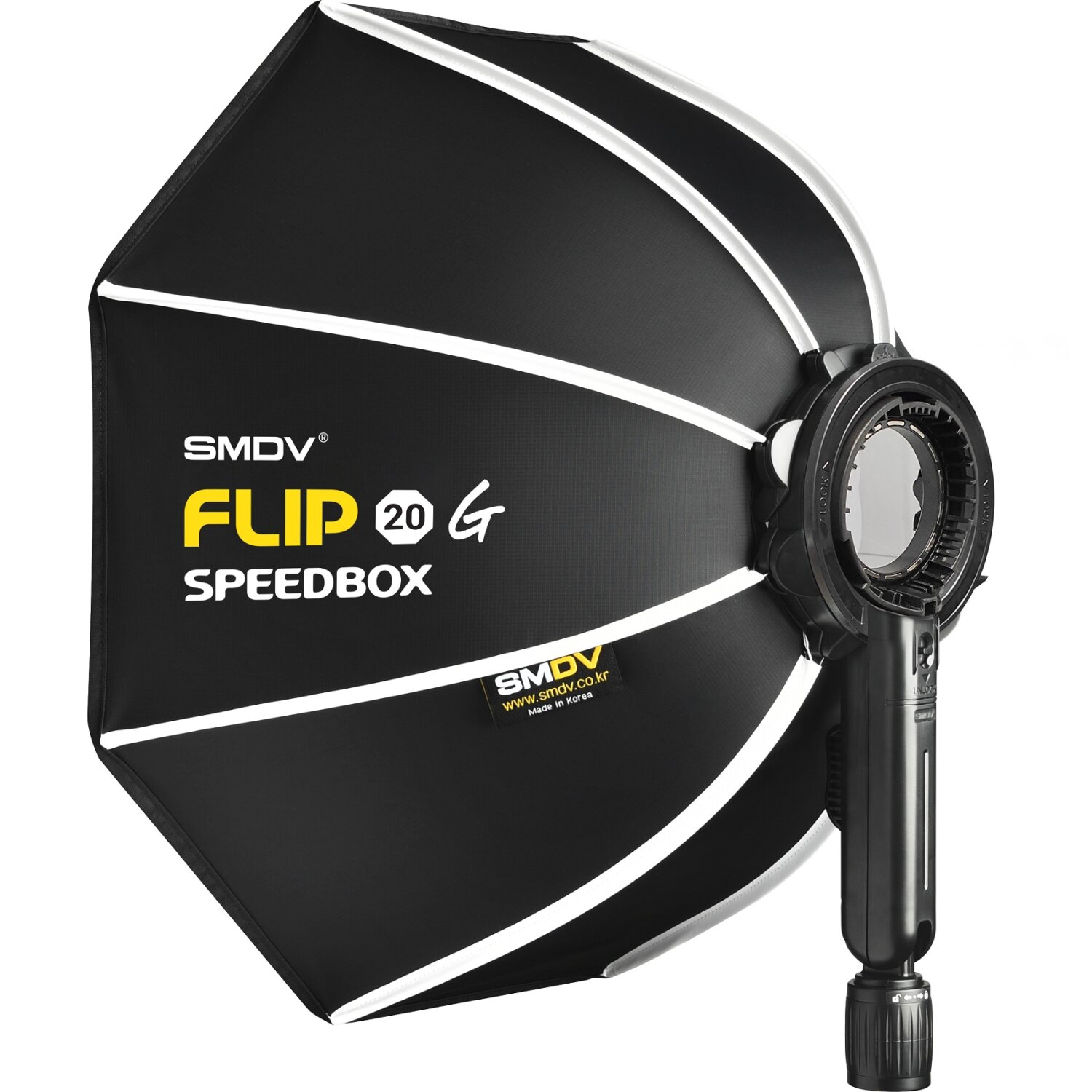 Impulsfoto SMDV Innovative Softbox Speedbox-Flip20 - 50 cm | 440 x 130 mm | Erste Klappbare Softbox der Welt | Winkel Verstellbar | Mit Adapter für Godox V1