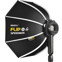 Impulsfoto SMDV Innovative Softbox Speedbox-Flip24 - 60 cm | Erste Klappbare Softbox der Welt | 525 x 130 mm | Winkel Verstellbar | Anpassbarer Speedlite-Adapter
