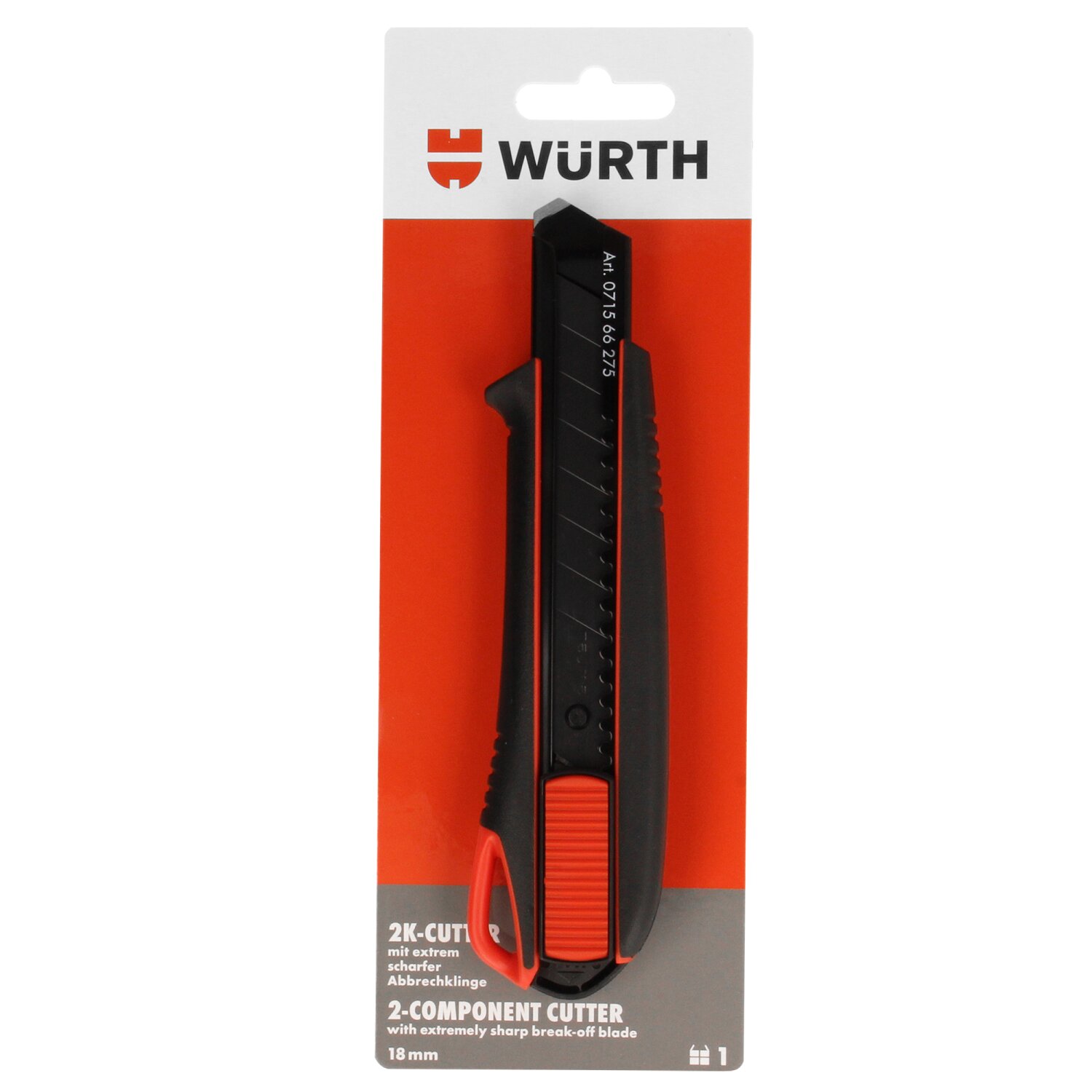 Würth Cuttermesser 2K Griff mit Schieber 18mm inkl. 3 Abbrechklingen,,  14,32 €