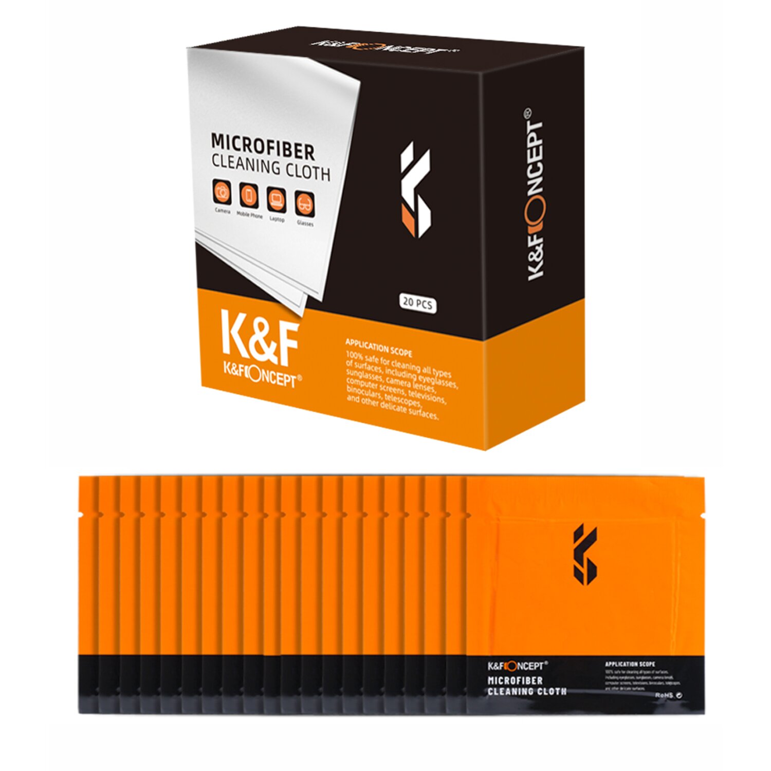 K&amp;F Mikrofaser-Reinigungstuch-Set (20er Pack) - 15x15 - Hochwertiges Material - Wei&szlig;