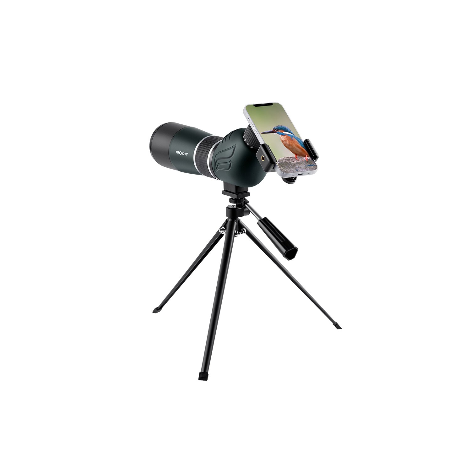 Minadax KF - HD Beobachtungsfernrohr Spektiv inklusive Handyhalterung und Stativ