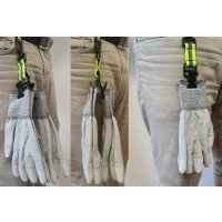 Minadax Handschuhhalter 2x Clip | Metall-Karabiner | Robust, Vielseitig & Sicher | 2x10kg Beiskraft | Ideal für Feuerwehr, Bau & Industrie