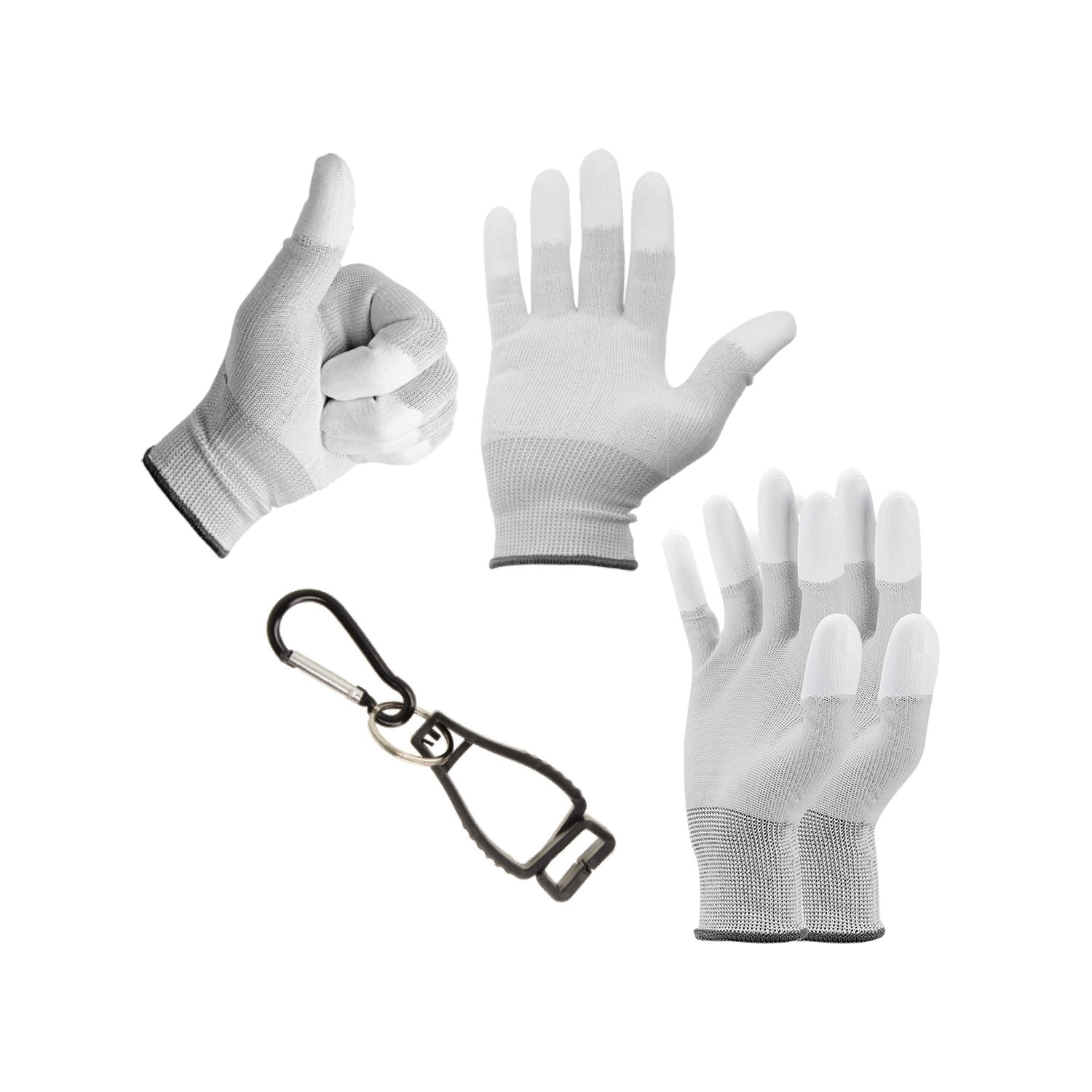 Minadax 2 Paar -L- ESD Antistatik Handschuhe f&uuml;r Labore Elektronik Cleanrooms + 1x G&uuml;rtelhalter