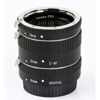 Automatik Zwischenringe "3-teilig 31mm, 21mm & 13mm" Makrofotographie fuer Canon EOS 1000D, 300D, 350D (Metall Bayonett)