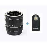 Automatik Zwischenringe fuer Makrofotographie + Infrarotausloeser passend fuer Canon EF / EF-S, 3-teilig 31mm, 21mm & 13mm