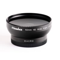 Minadax 0.5x Weitwinkel Vorsatz mit Makrolinse kompatibel mit Canon Powershot A60, A70, A75, A85 - in schwarz