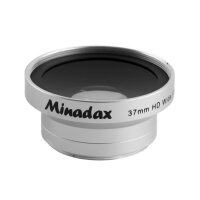 Minadax 0.5x Weitwinkel Vorsatz mit Makrolinse kompatibel mit Canon DC10, DC20, MVX450, MVX460 - in silber