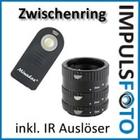 MAKROSET - "Automatik Zwischenringe 3-teilig" + "Infrarot Ausloeser" fuer Canon EF / EF-S EOS 700D, 650D, 600D, 550D, 500D, 450D, 400D, 350D, 300D, 100D, 60D, 50D, 30D, 20D, 10D, 7D, 5D Serie, 1D Serie, D60, D30