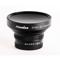 Minadax 0.5x Weitwinkel Vorsatz mit Makrolinse kompatibel mit Canon Powershot Pro1 - in schwarz