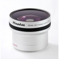 Minadax 0.25x Fisheye Vorsatz kompatibel mit Canon HG10, HV20, HV30, HV40, Legria HF M41, Legria HF M46, Legria HF M406 - in silber