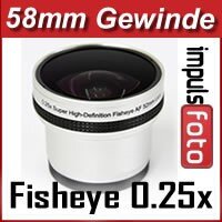 Minadax 0.25x Fisheye Vorsatz kompatibel mit Canon Powershot A650 IS - in silber