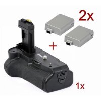 Minadax Battery Grip & 2 Batteries Like LP-E8 for Canon EOS 650D, 600D and 550D | Replaces BG-E8 | 2x Rechargeable Battery Power
