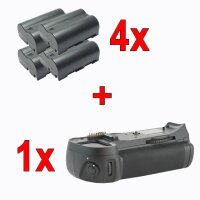 Minadax Profi Batteriegriff fuer Nikon D300, D300s, D700 - ersetzt MB-D10 + 4x EN-EL3e Nachbau-Akkus