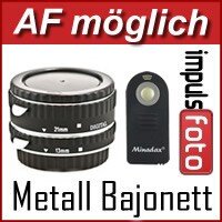 Automatik Zwischenringe "13mm/21mm" fuer Makrofotographie + IR-Fernbedienung fuer Canon EF/EF-S EOS 700D, 650D, 600D, 550D, 500D, 450D, 400D, 350D, 300D, 100D, 70D, 60D, 50D, 30D, 20D, 10D, 7D, 6D, 5D & 1D Serie, D60, D30 (Metall Bajonett)