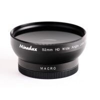 0.5x Minadax Weitwinkel Vorsatz mit Makrolinse kompatibel mit Panasonic HC-X909 - in schwarz